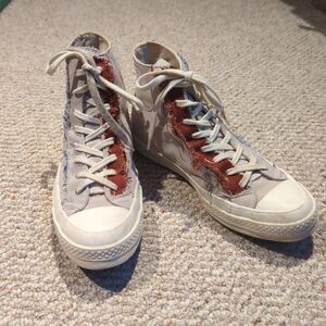 Converse Chuck 70 Hi Tri-Panel Reveal Sneakers Mens 6.5 Womens 8.5 Beige High